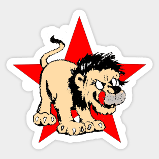 Hungry lion with out tongue and star in the background Sticker